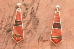 Calvin Begay Genuine Spiny Oyster Shell Sterling Silver Earrings